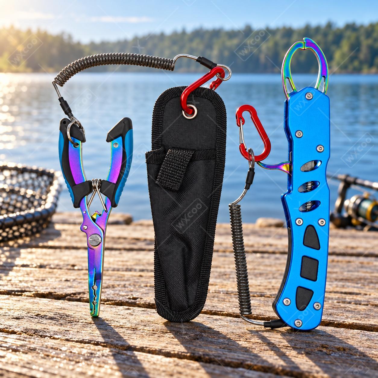 Fishing Hook Sharpener - Blue Titanium Coated Saltwater Fishing Pliers